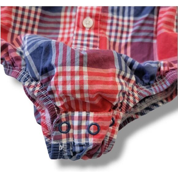 Oshkosh B'gosh baby boy button-down plaid long sleeves collared bodysuit shirt - Picture 4 of 7